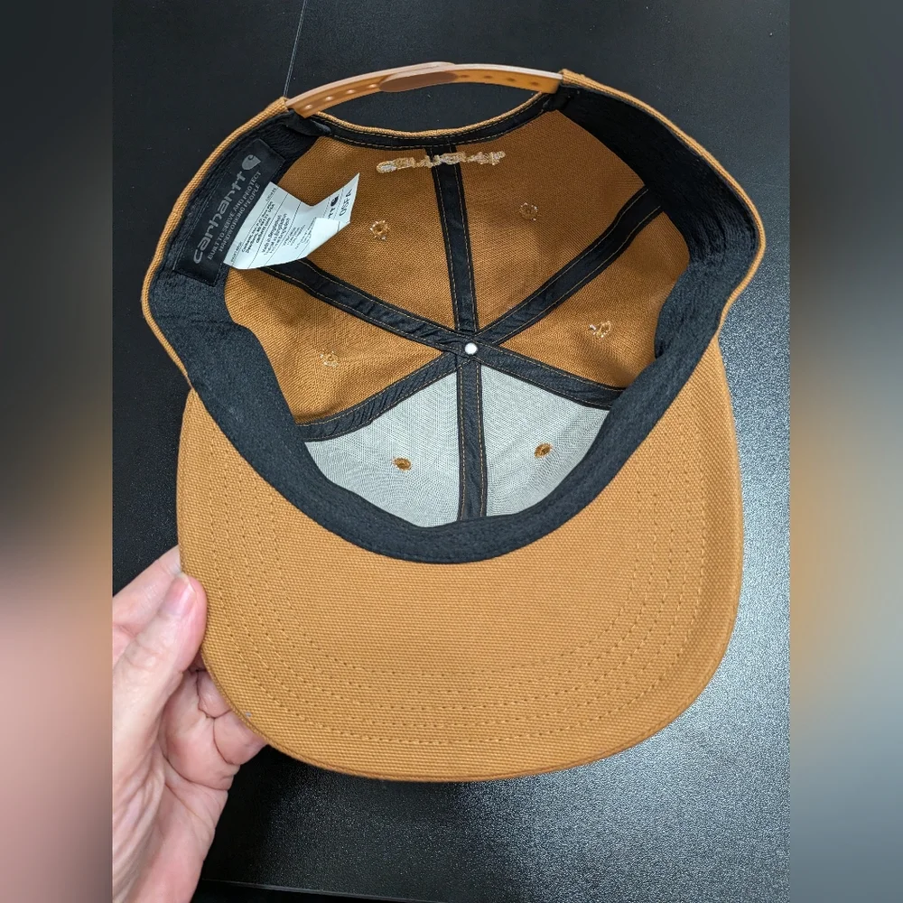 Carhartt Ashland Brown Duck Canvas Hat Snapback Flat Brim Workwear Outdoor Cap